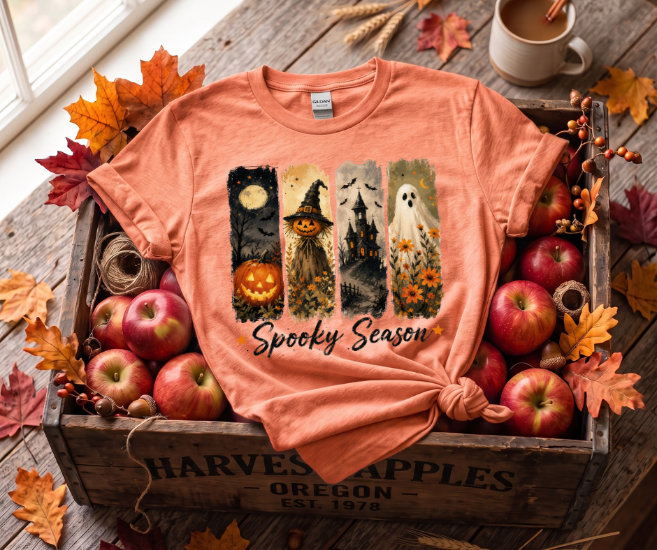 Halloween Spooky Season T-Shirt β Pumpkin, Witch, Haunted House & Ghost Graphic Tee