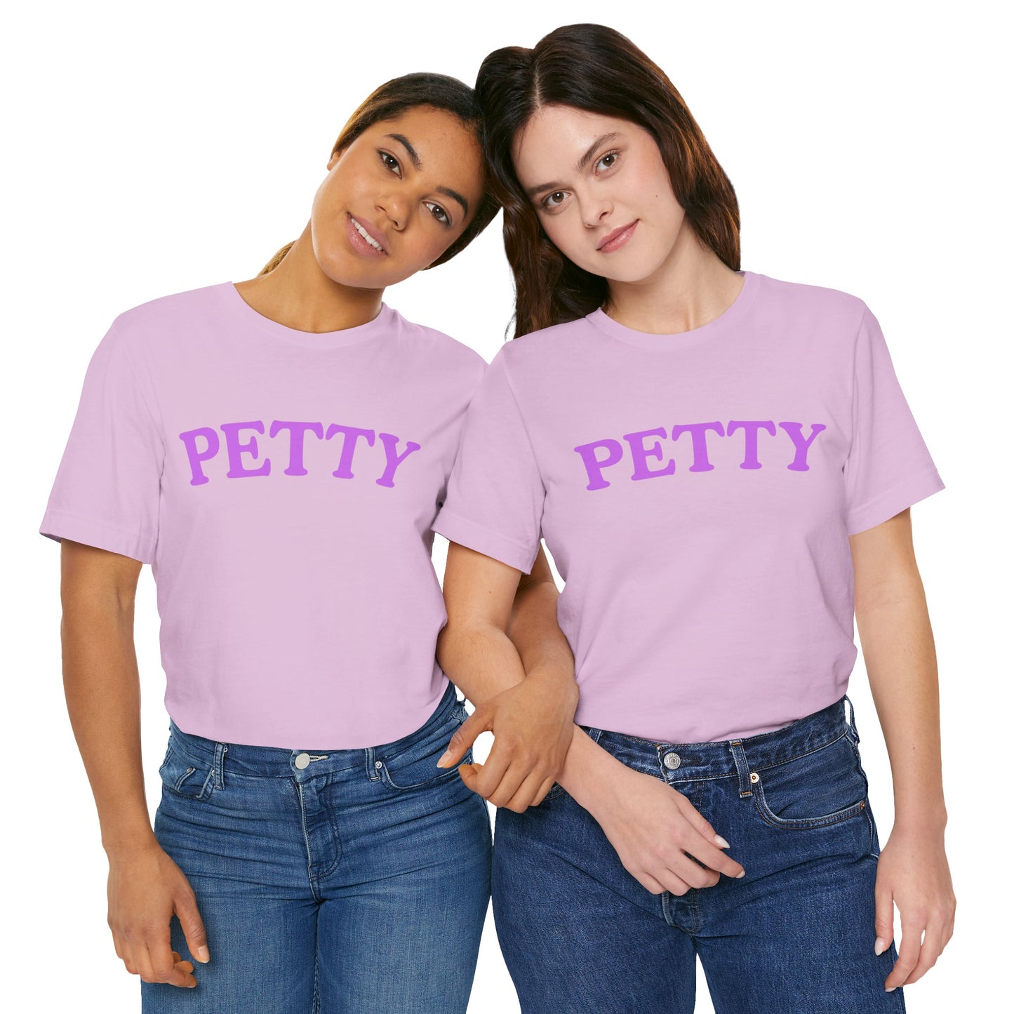 Petty text tee | T-Shirt, Lilac arched lettering