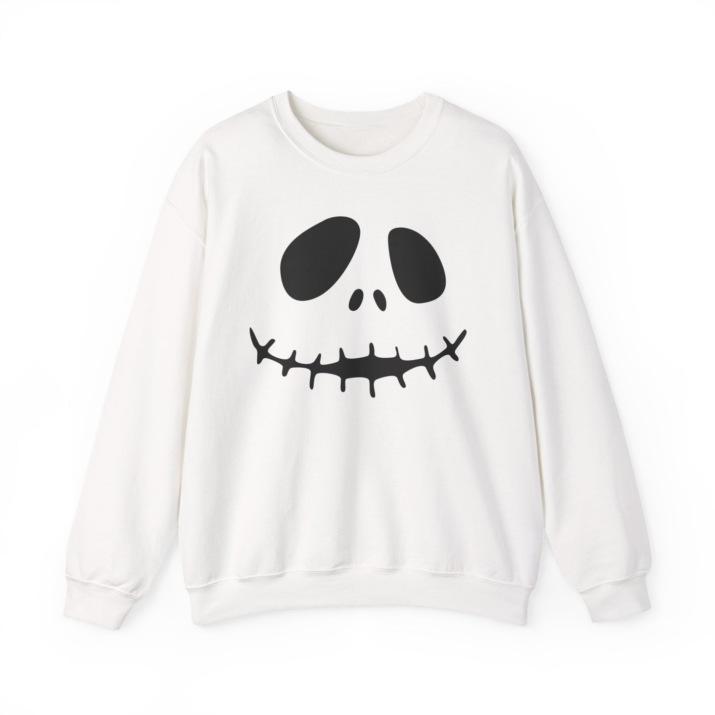 Skull Smile Crewneck Sweatshirt — Minimal Halloween Jack-O'-Lantern Face