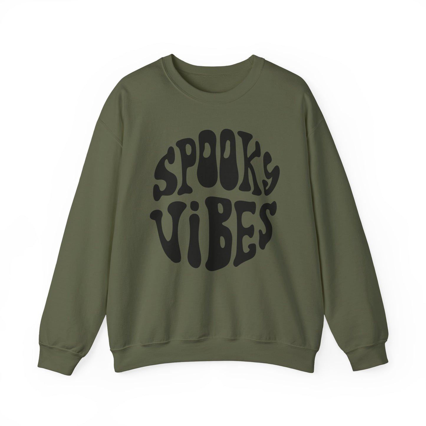 Spooky Vibes Crewneck Sweatshirt – Halloween Retro Groovy Graphic