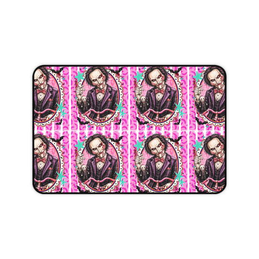 Gothic Victorian Skull Desk Mat — Pink Patterned Gaming/Office Mouse Pad