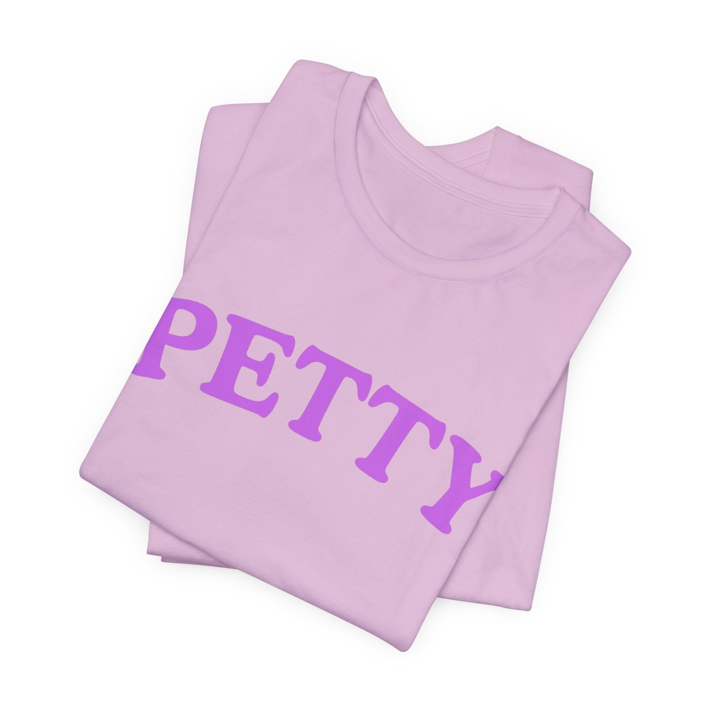 Petty text tee | T-Shirt, Lilac arched lettering