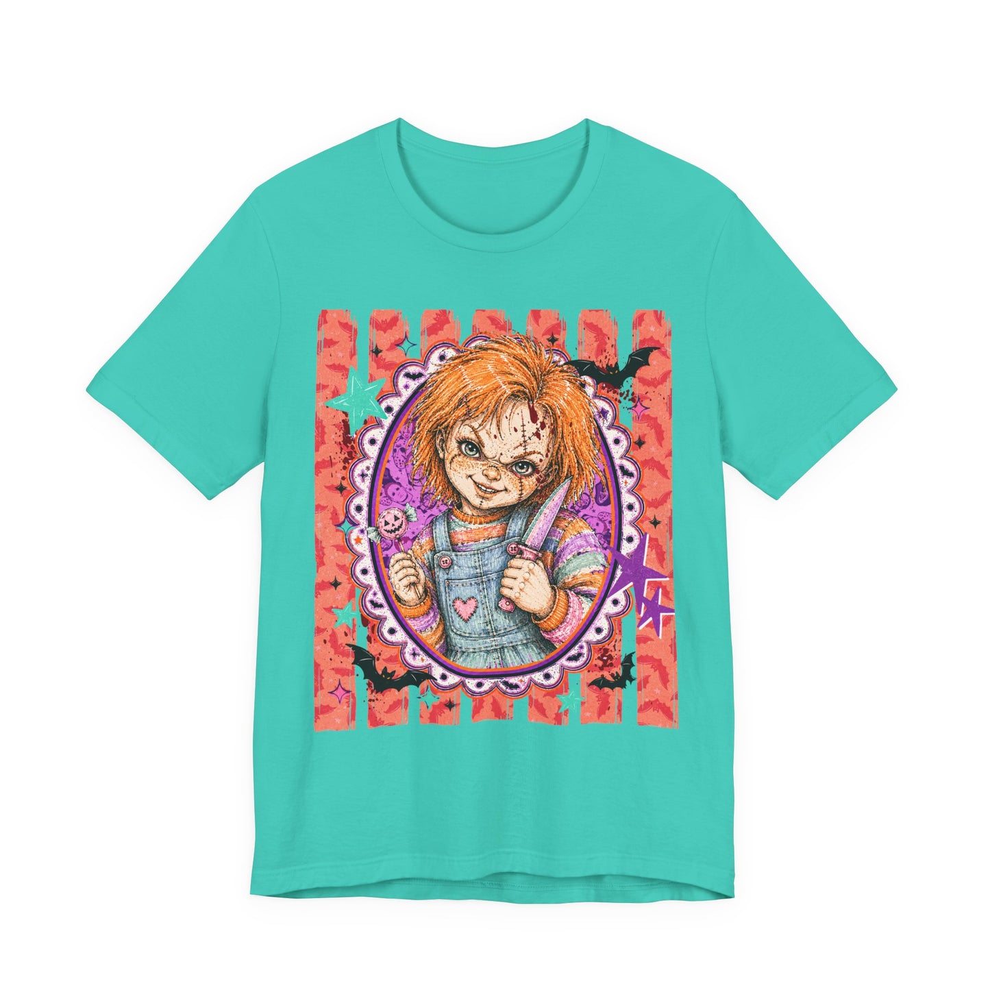 Horror Doll Graphic Tee — Cute Creepy Chucky-Inspired Design