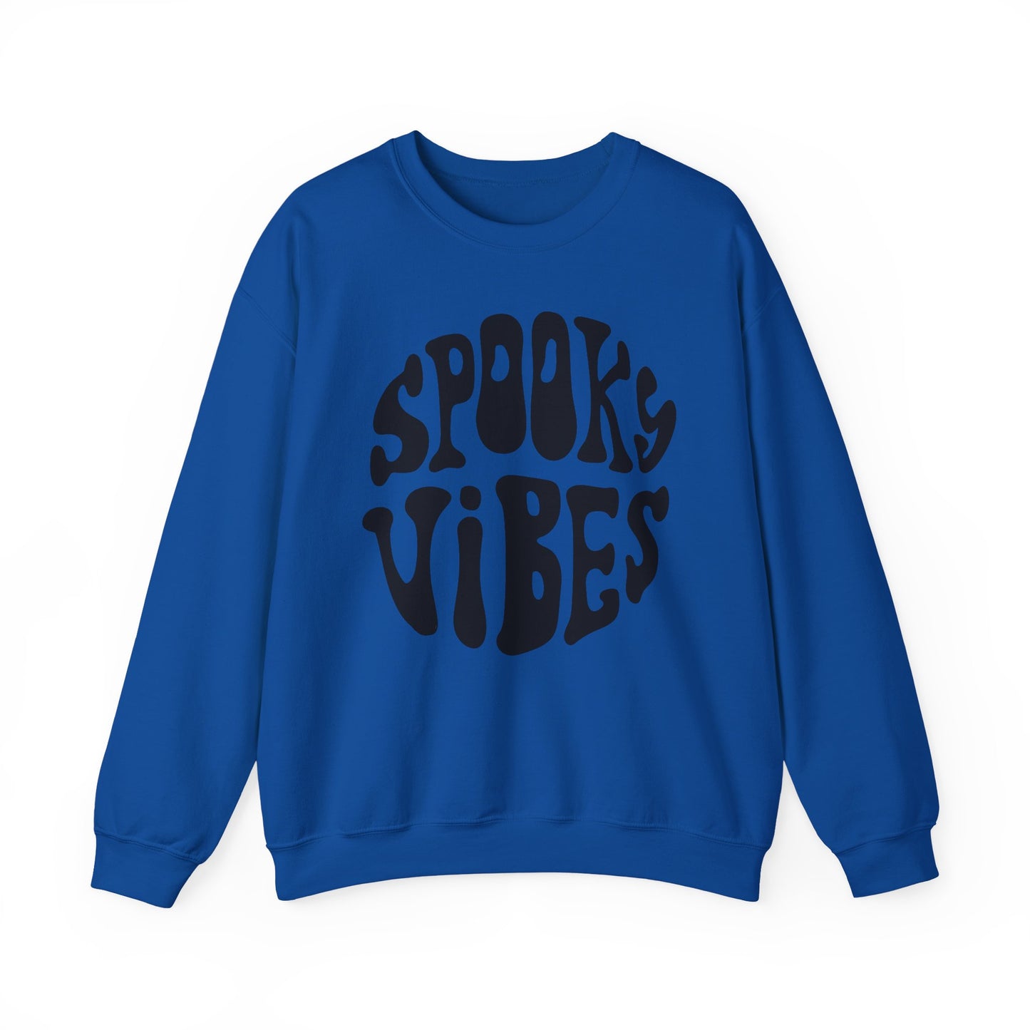 Spooky Vibes Crewneck Sweatshirt – Halloween Retro Groovy Graphic