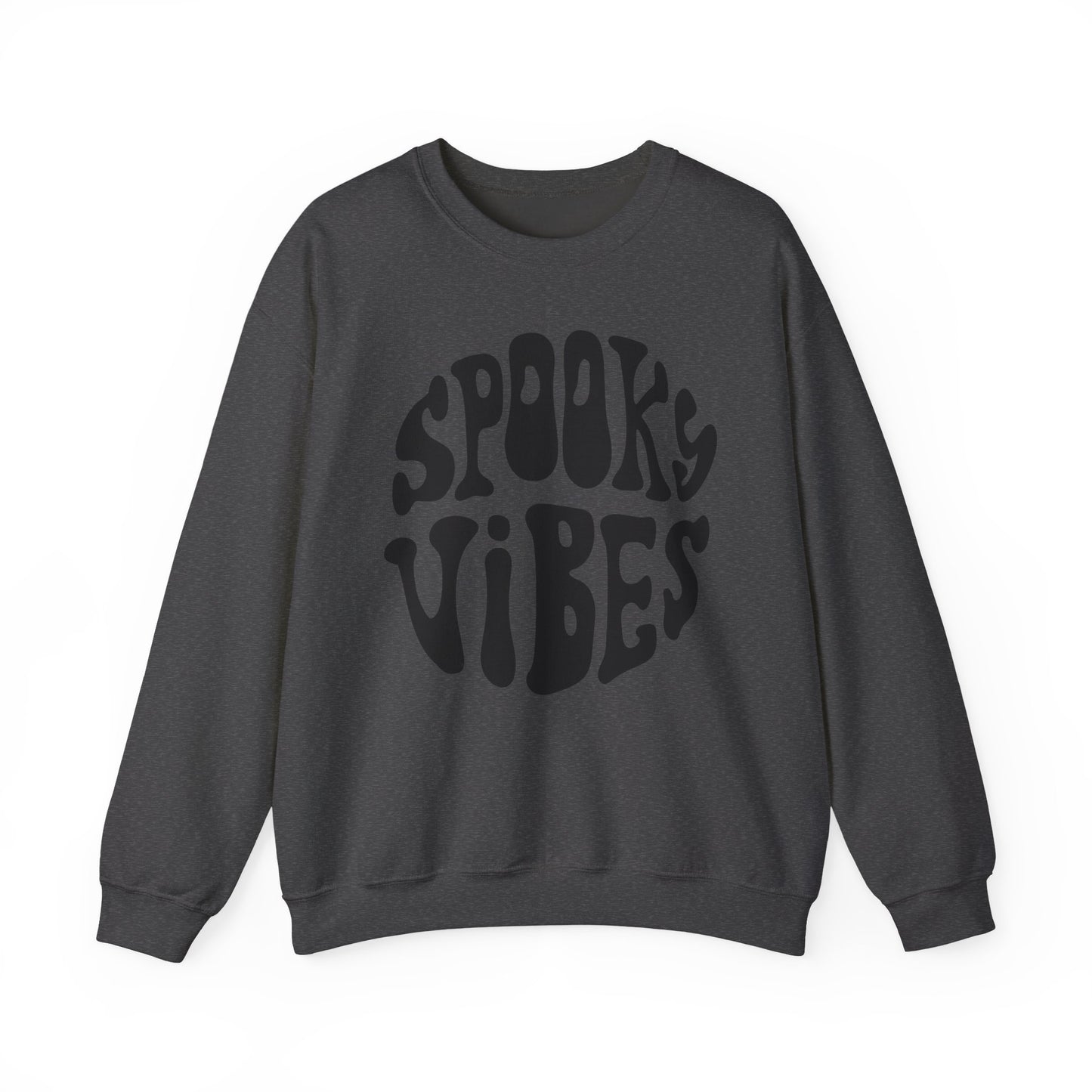Spooky Vibes Crewneck Sweatshirt – Halloween Retro Groovy Graphic