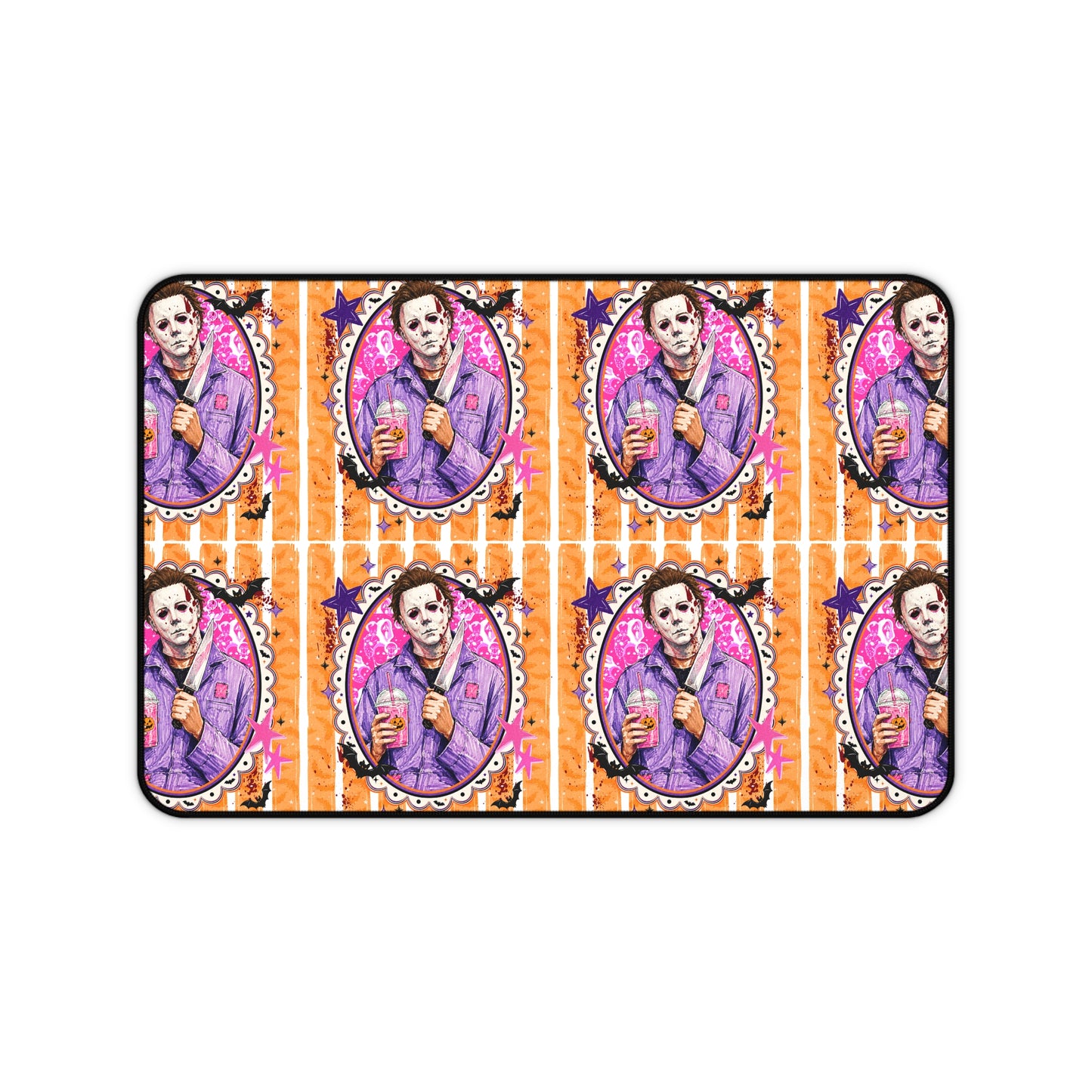 Horror Coffee Desk Mat — Michael Mask Patterned Gamer Desk Pad