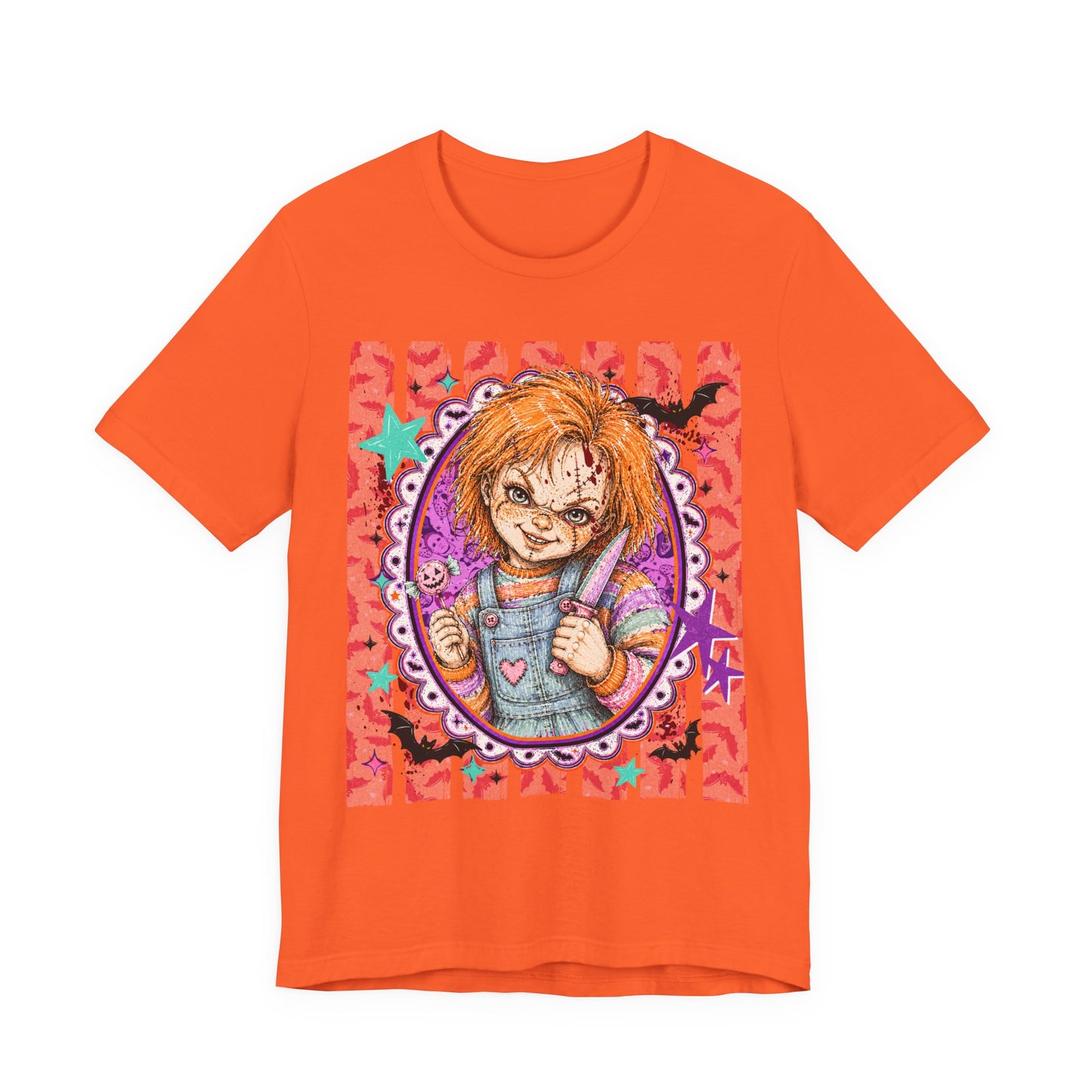 Horror Doll Graphic Tee — Cute Creepy Chucky-Inspired Design