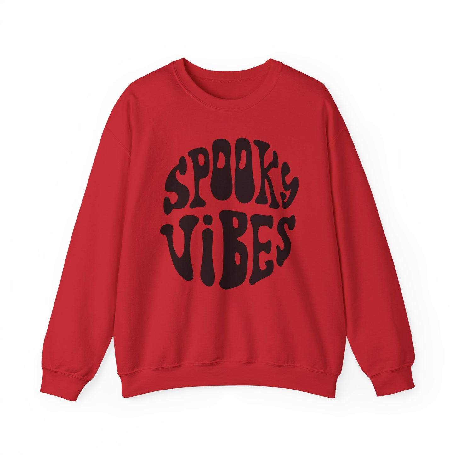 Spooky Vibes Crewneck Sweatshirt – Halloween Retro Groovy Graphic