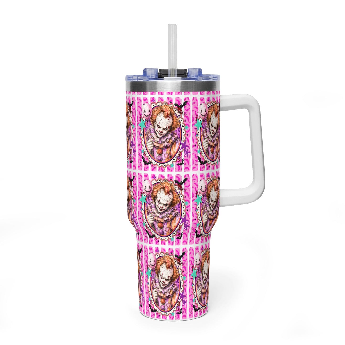 40oz Penny Wise Horror Clown Tumbler — Pink Pennywise Stainless Steel Vacuum Bottle