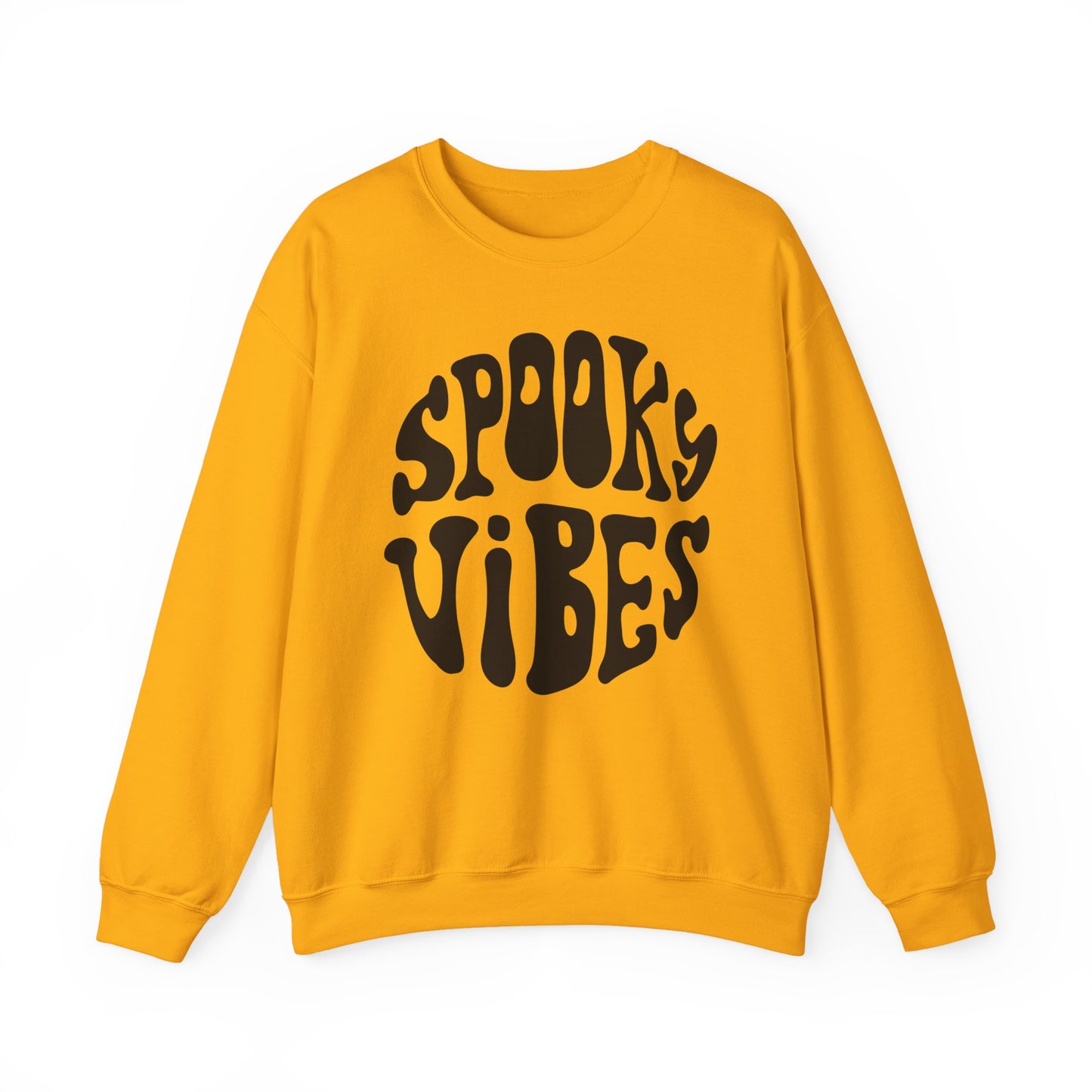 Spooky Vibes Crewneck Sweatshirt – Halloween Retro Groovy Graphic