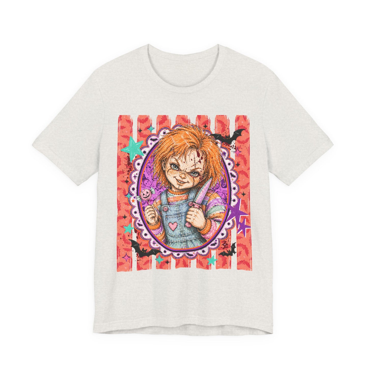Horror Doll Graphic Tee — Cute Creepy Chucky-Inspired Design