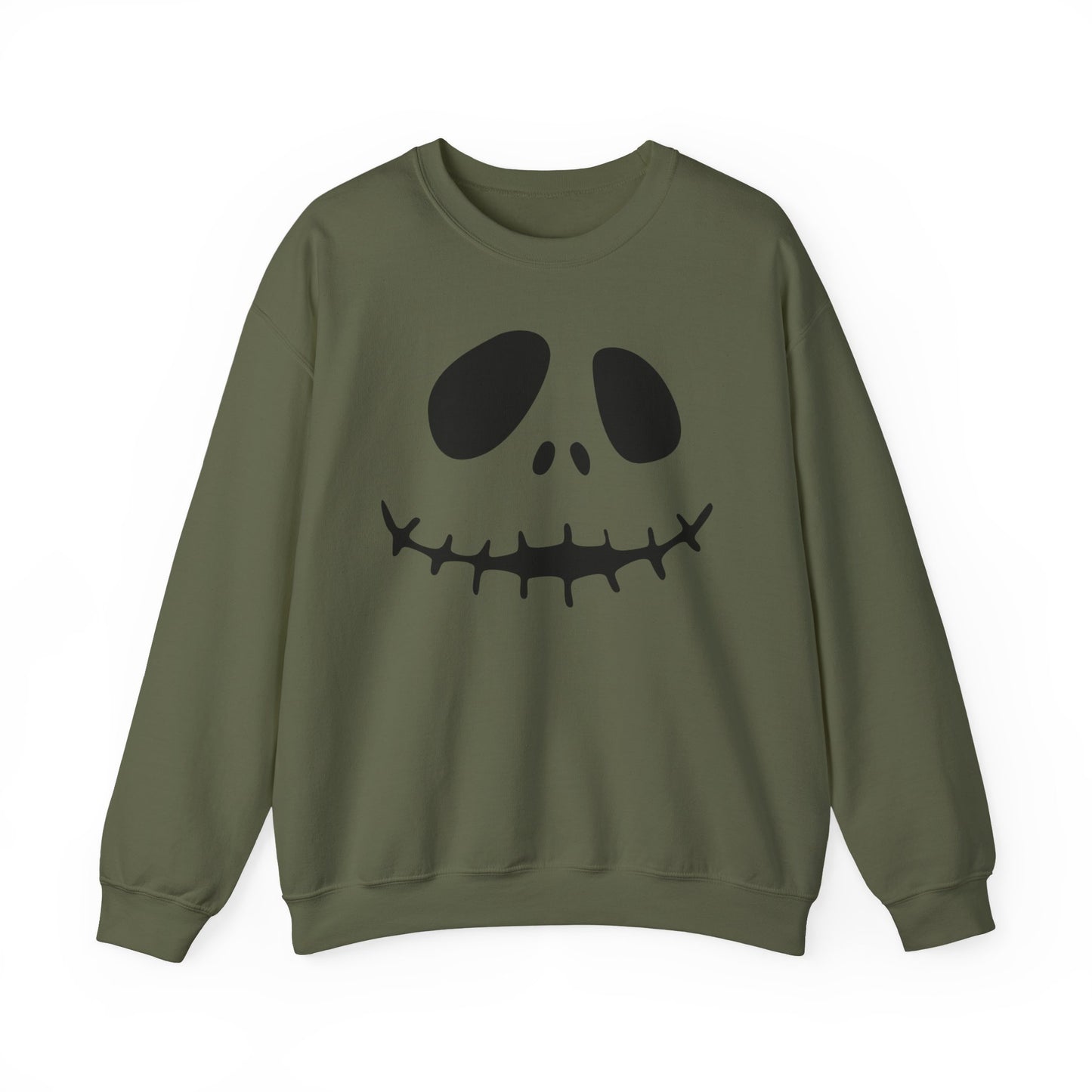 Skull Smile Crewneck Sweatshirt — Minimal Halloween Jack-O'-Lantern Face