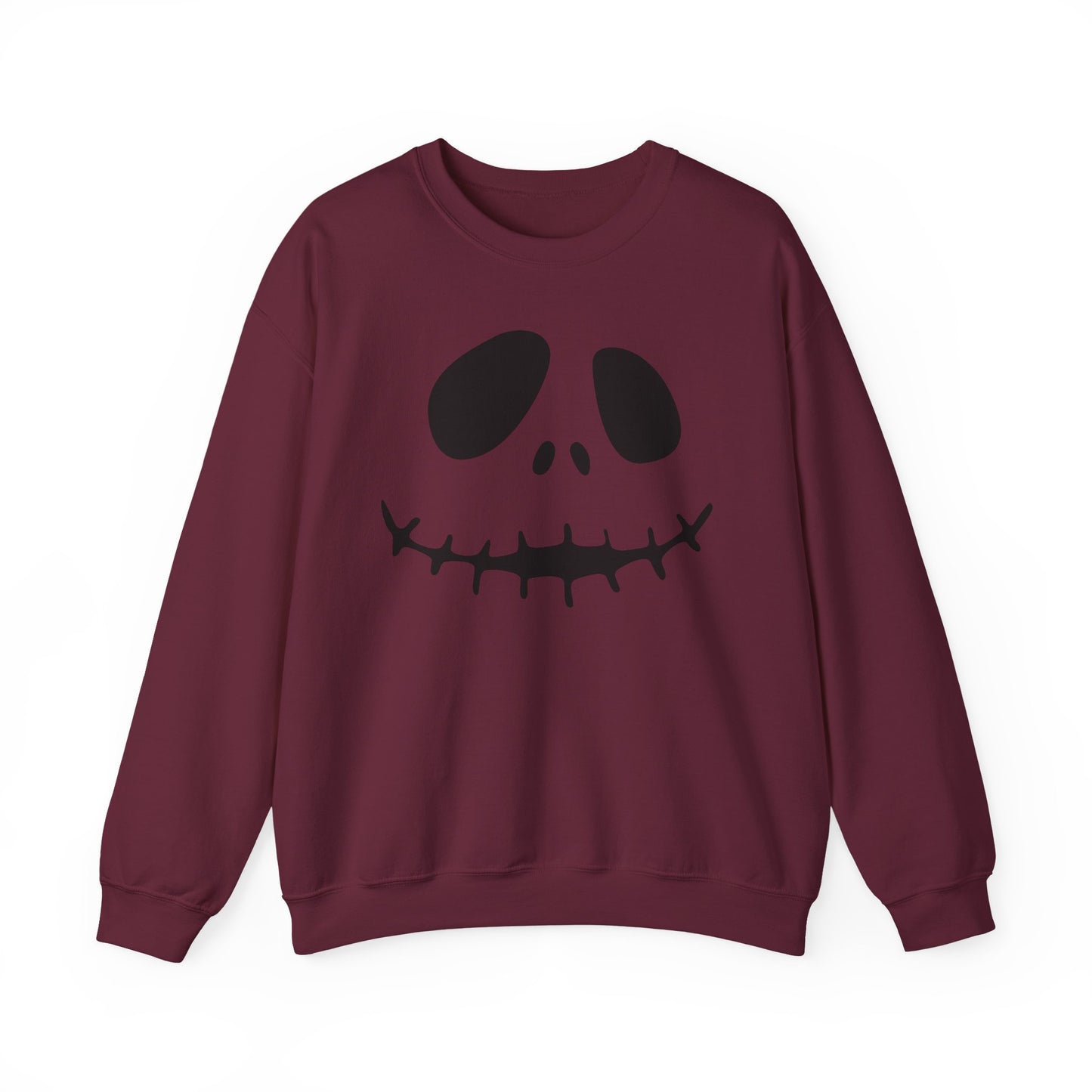 Skull Smile Crewneck Sweatshirt — Minimal Halloween Jack-O'-Lantern Face