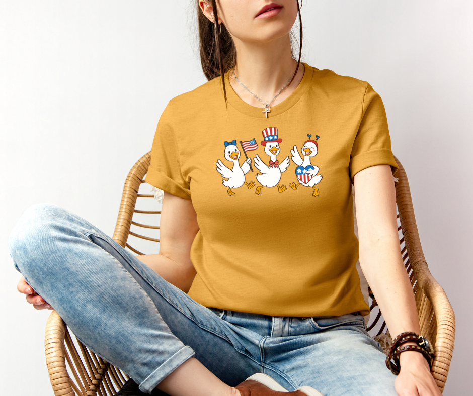 Patriotic Ducks T-Shirt — Cute 4th of July American Flag Design
