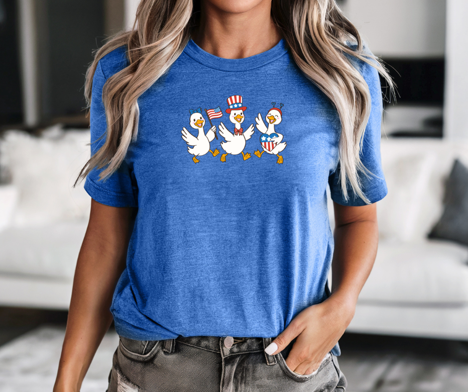 Patriotic Ducks T-Shirt — Cute 4th of July American Flag Design