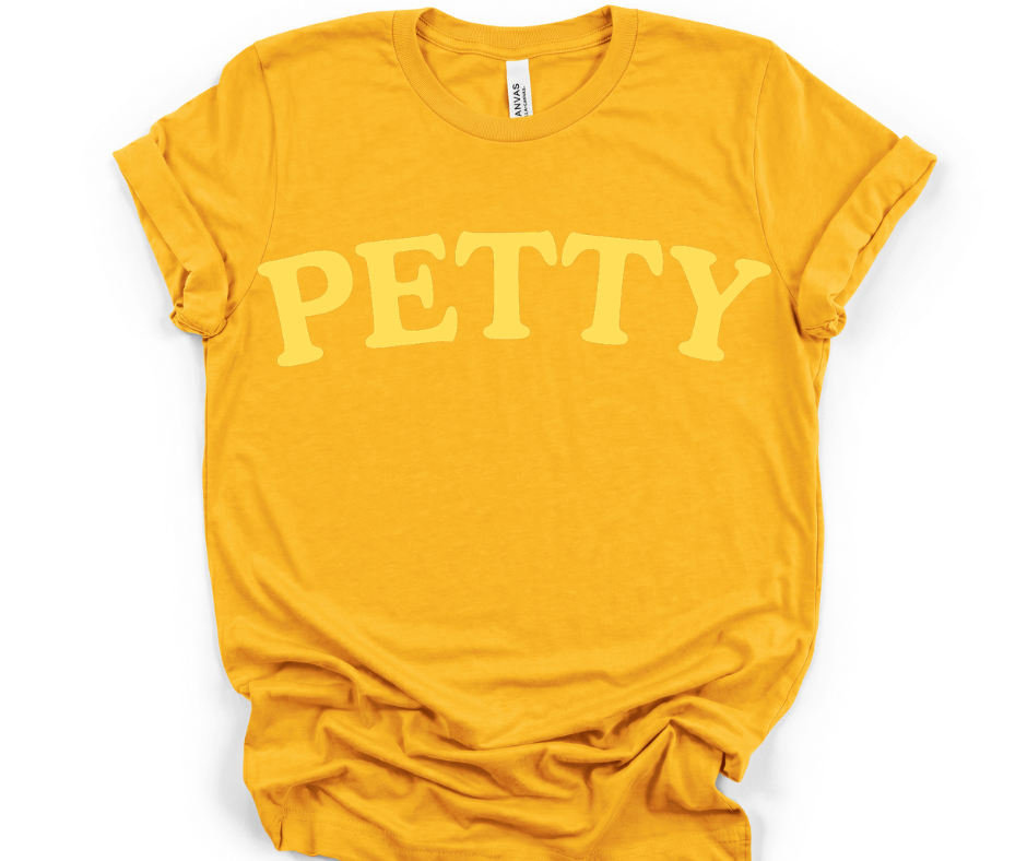 Petty Tee | Yellow Arched Text T-Shirt