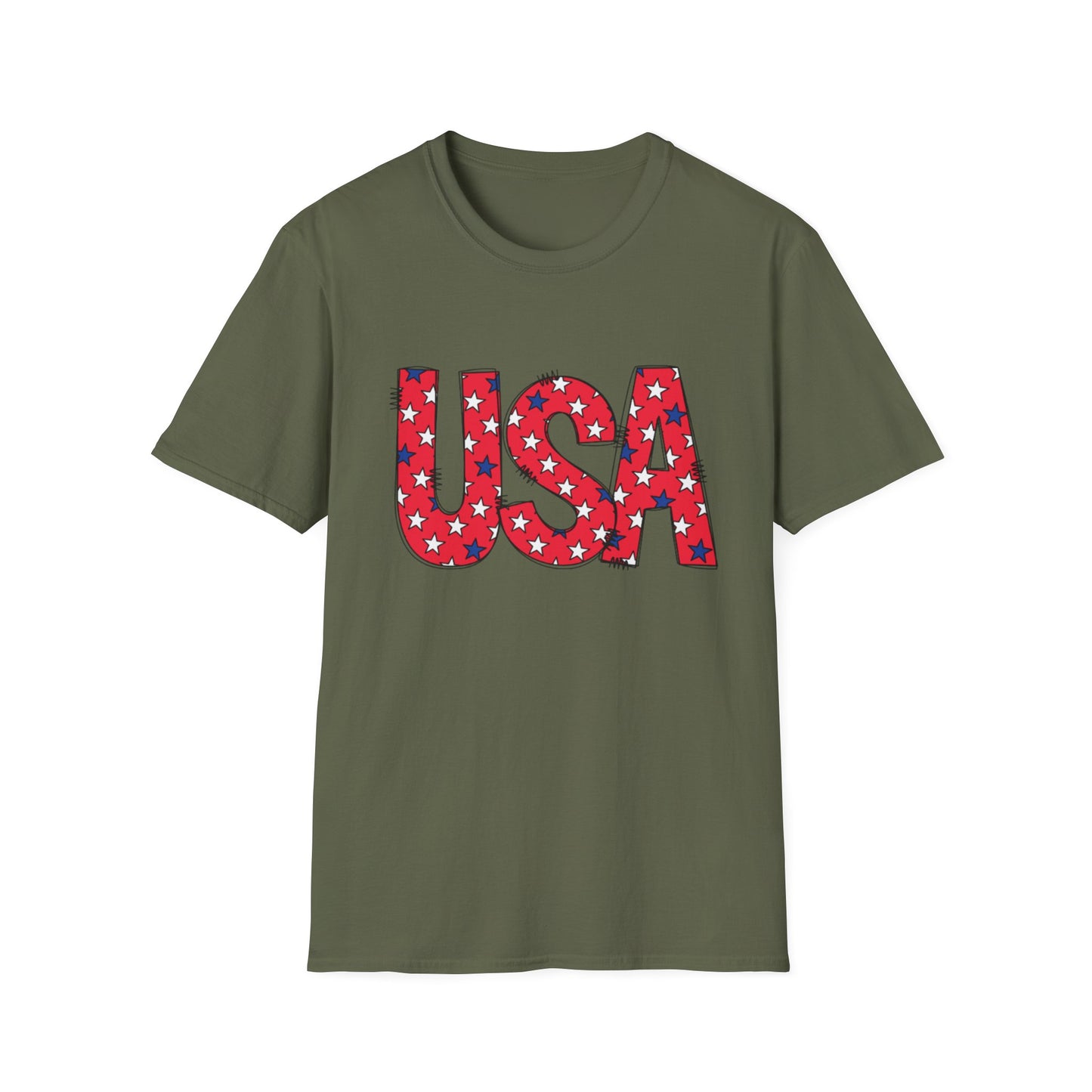 USA Stars Patriotic T-Shirt — Red, White & Blue Fourth of July Tee