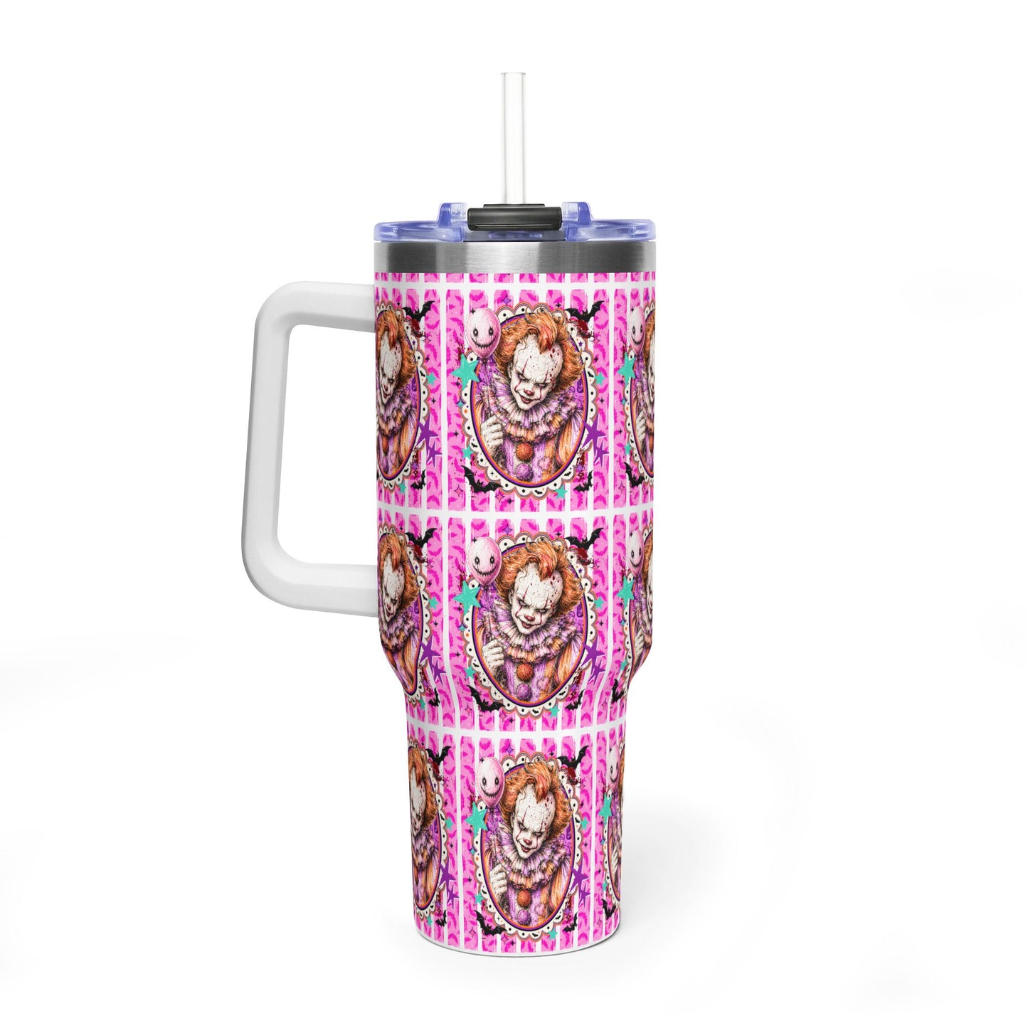 40oz Penny Wise Horror Clown Tumbler — Pink Pennywise Stainless Steel Vacuum Bottle