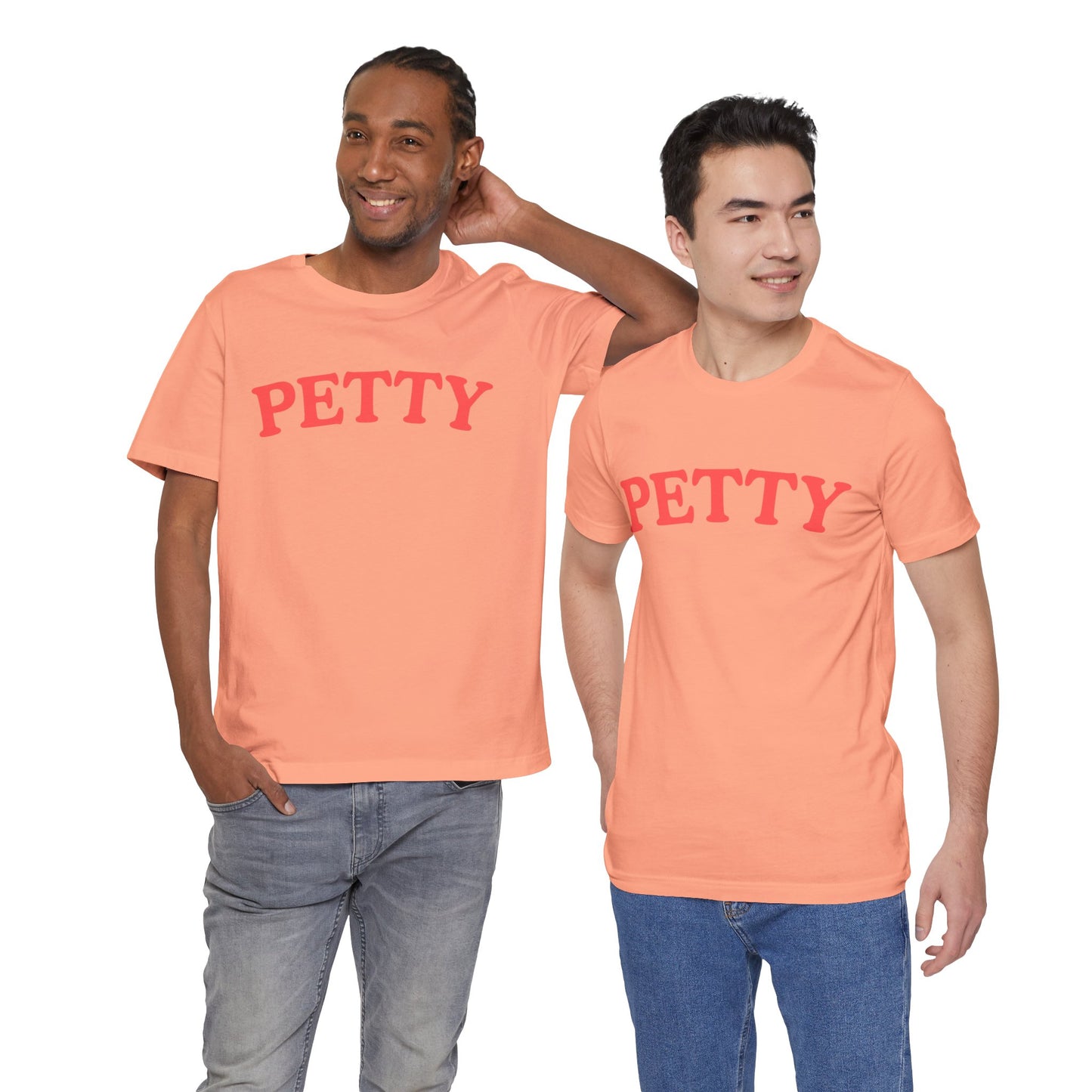 Petty arched text T-Shirt | 'PETTY' Sunset color graphic tee