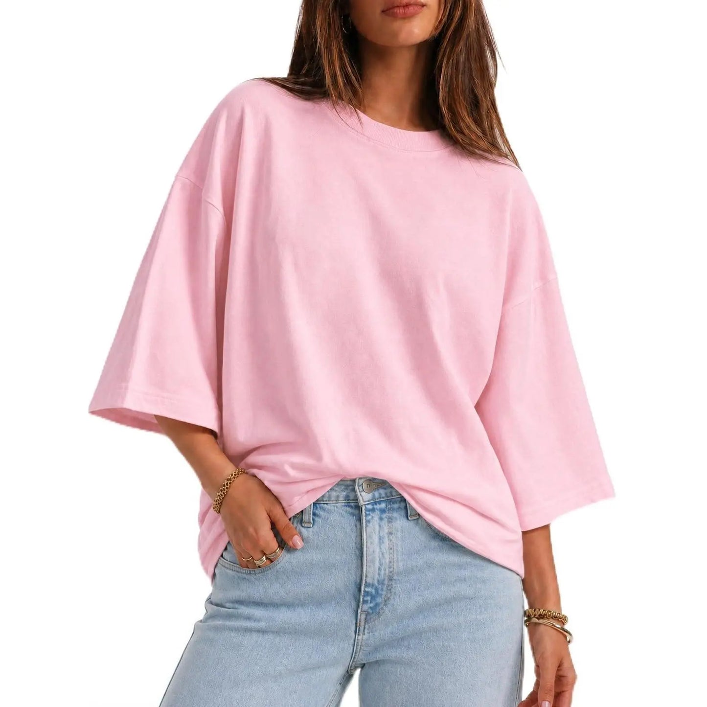Elevate Your Casual Style with the Flowyair Women's Oversized 3/4 Sleeve T-Shirt – Perfect for Summer Relaxation!