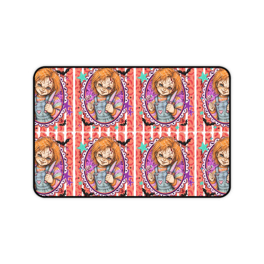 Chucky Pattern Desk Mat — Horror Movie Slasher Office Mousepad