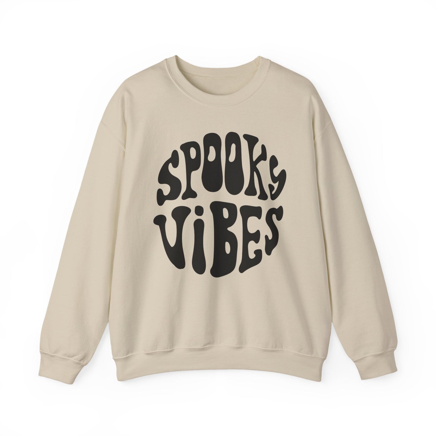 Spooky Vibes Crewneck Sweatshirt – Halloween Retro Groovy Graphic