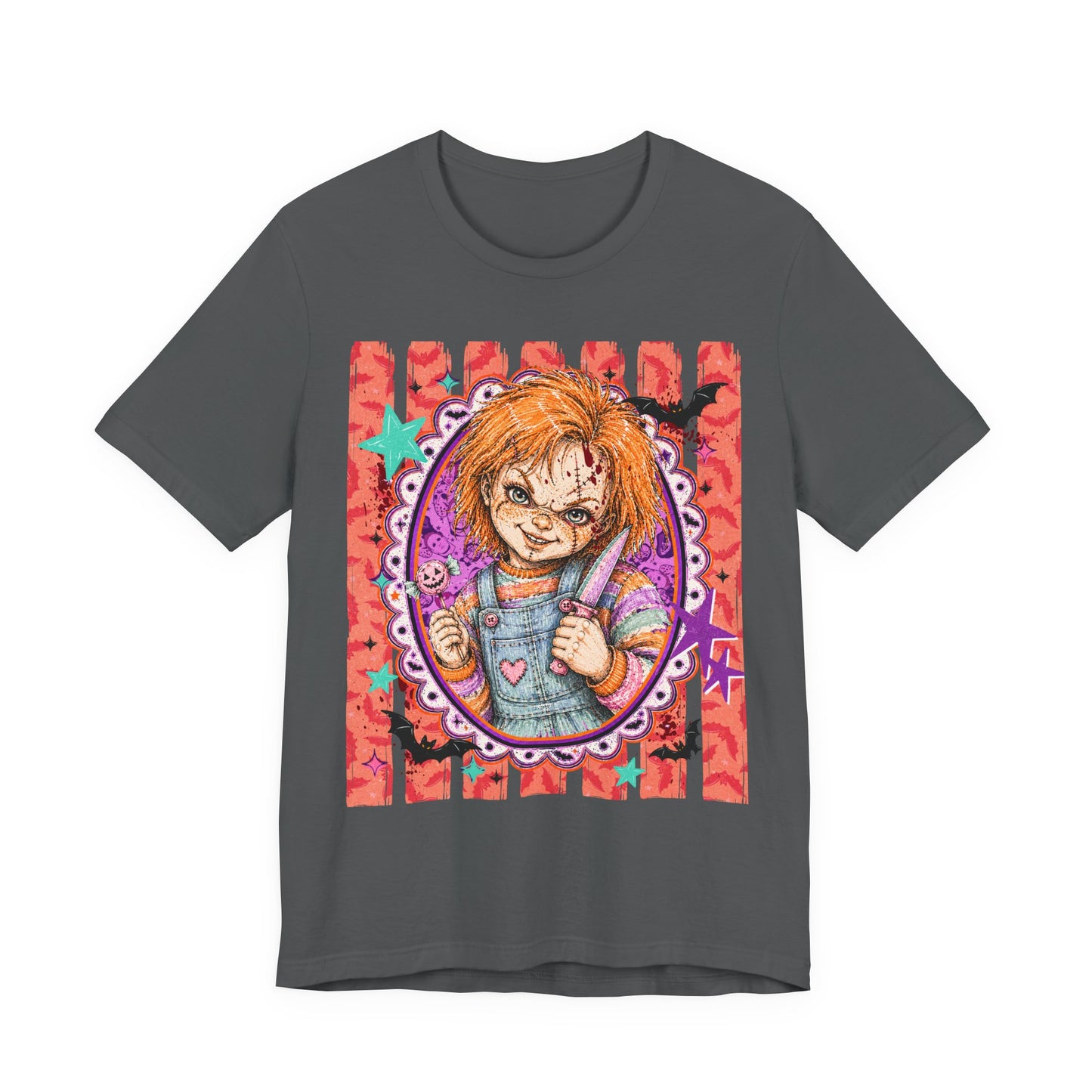 Horror Doll Graphic Tee — Cute Creepy Chucky-Inspired Design