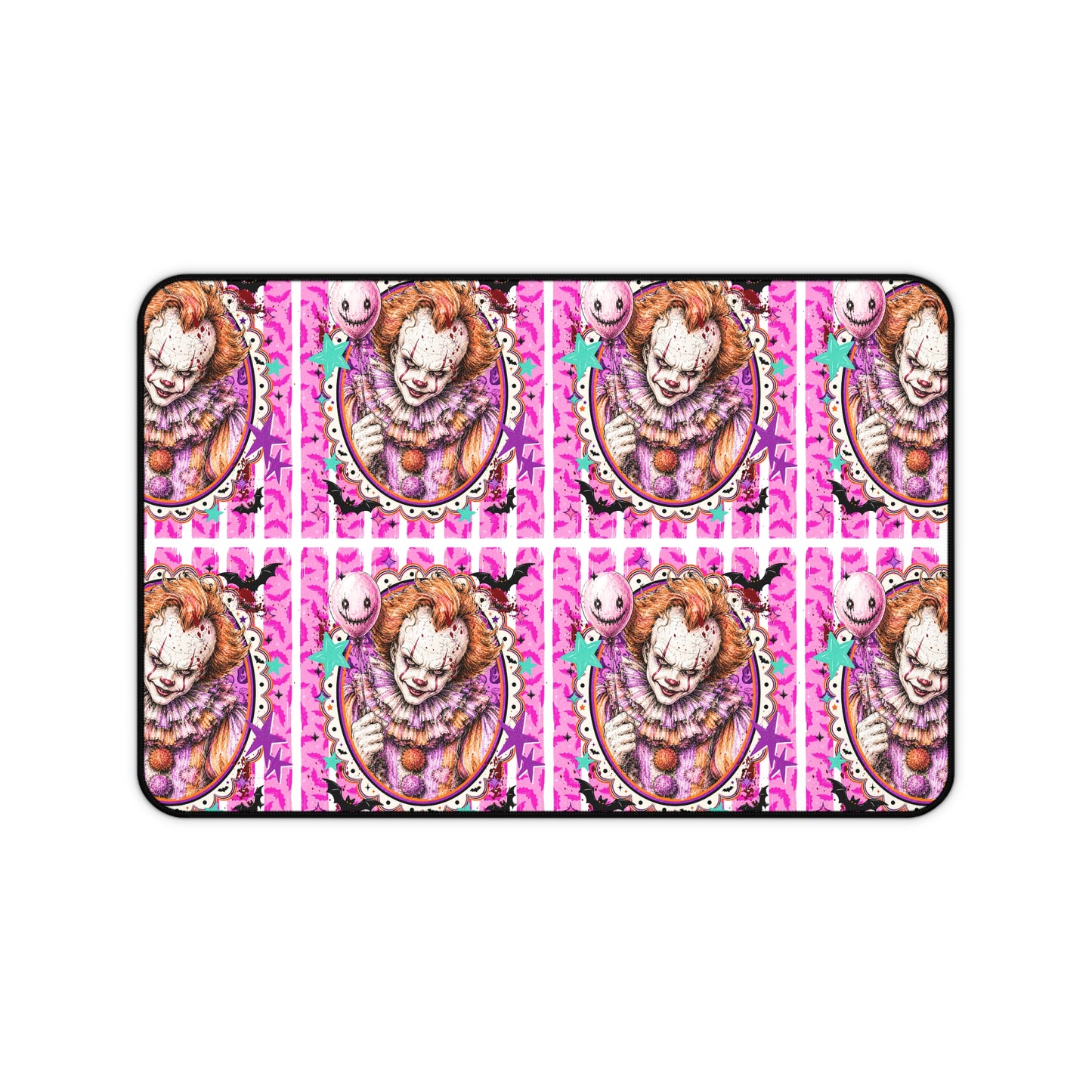 Creepy Clown Pink Pattern Desk Mat — Horror Gamer Mousepad
