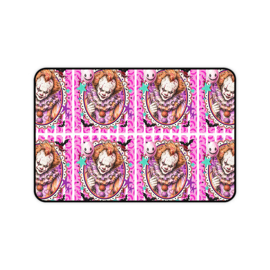 Creepy Clown Pink Pattern Desk Mat — Horror Gamer Mousepad