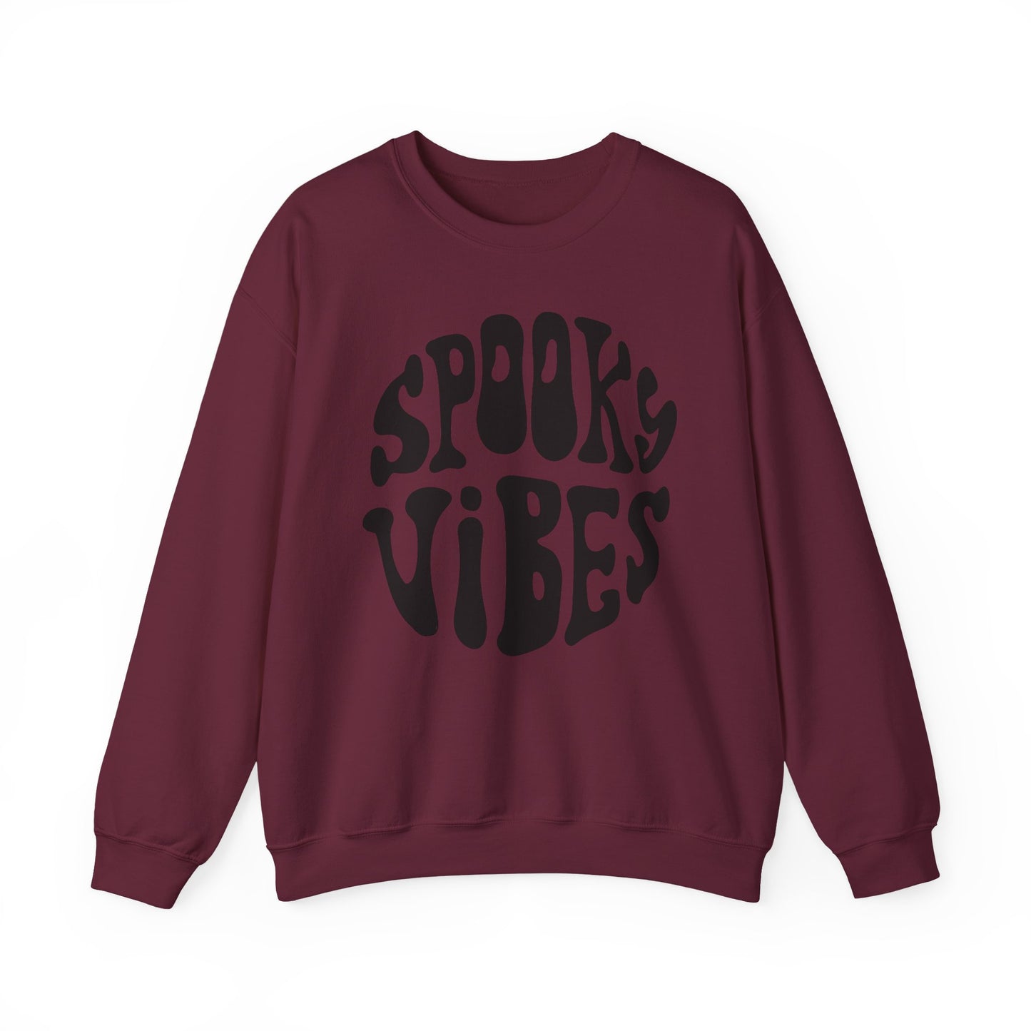 Spooky Vibes Crewneck Sweatshirt – Halloween Retro Groovy Graphic