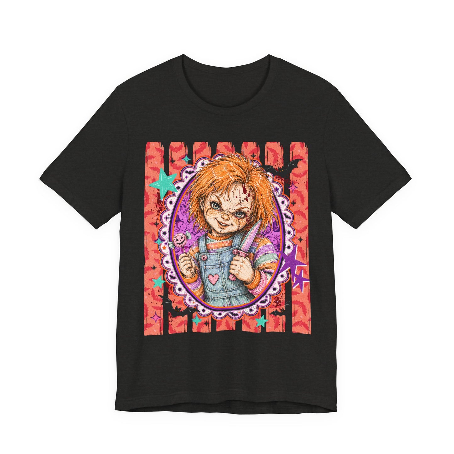 Horror Doll Graphic Tee — Cute Creepy Chucky-Inspired Design