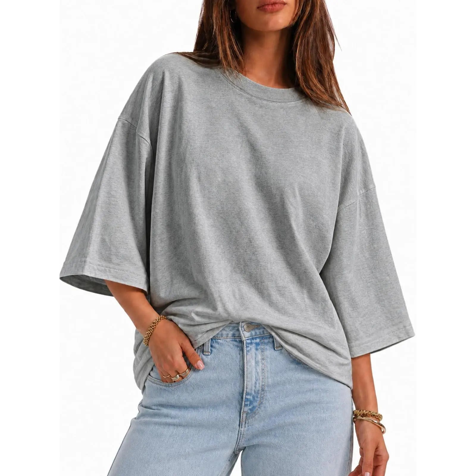 Elevate Your Casual Style with the Flowyair Women's Oversized 3/4 Sleeve T-Shirt – Perfect for Summer Relaxation!
