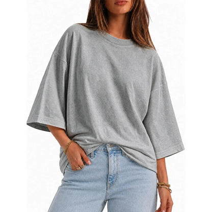 Elevate Your Casual Style with the Flowyair Women's Oversized 3/4 Sleeve T-Shirt – Perfect for Summer Relaxation!