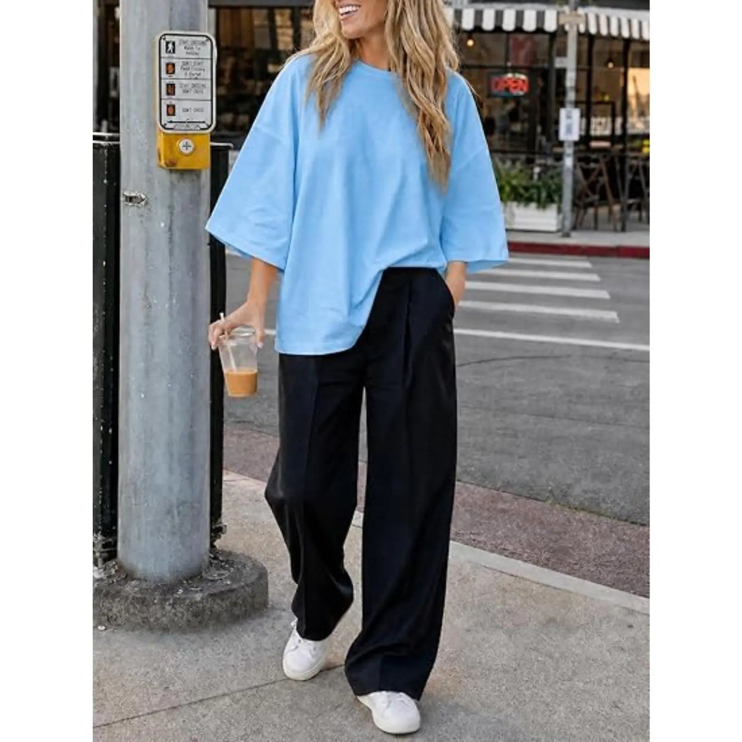 Elevate Your Casual Style with the Flowyair Women's Oversized 3/4 Sleeve T-Shirt – Perfect for Summer Relaxation!