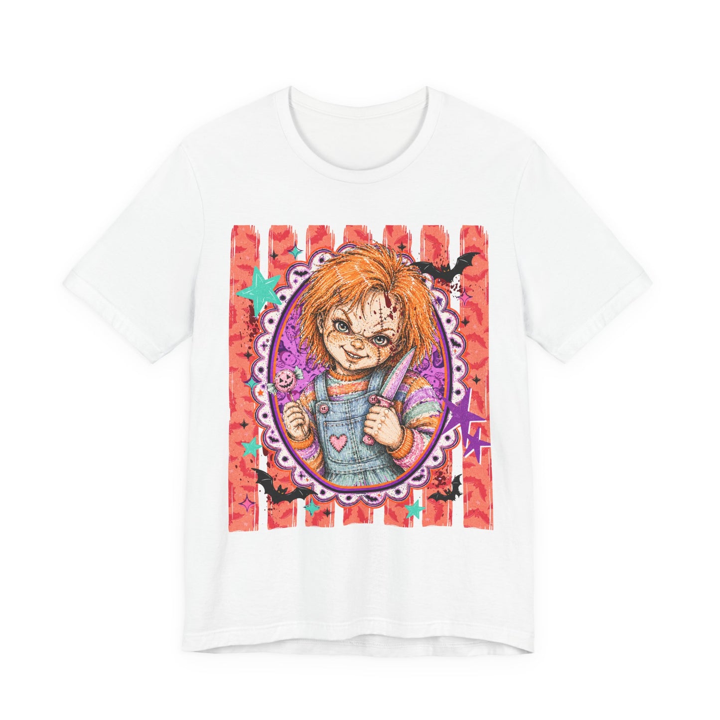 Horror Doll Graphic Tee — Cute Creepy Chucky-Inspired Design