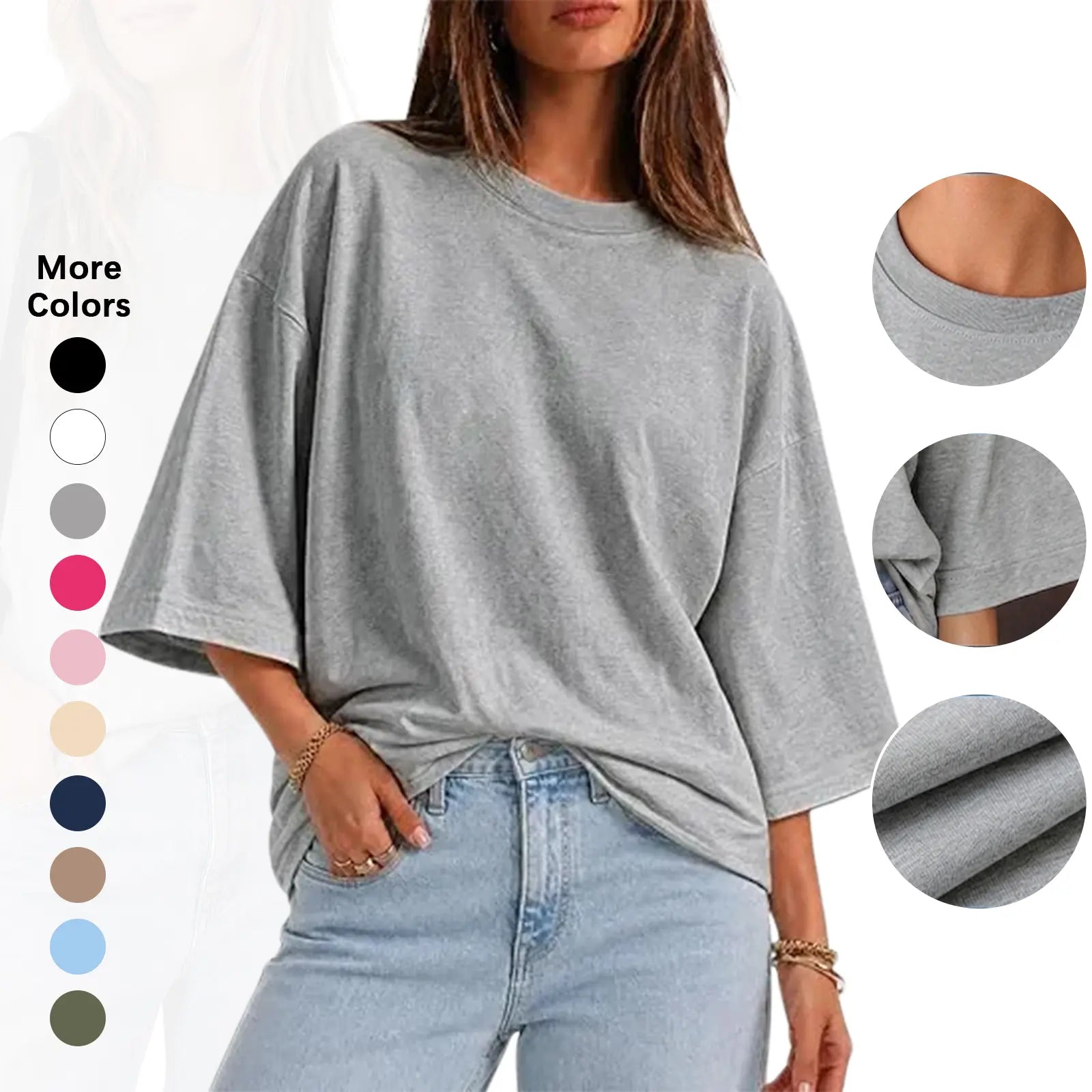 Elevate Your Casual Style with the Flowyair Women's Oversized 3/4 Sleeve T-Shirt – Perfect for Summer Relaxation!