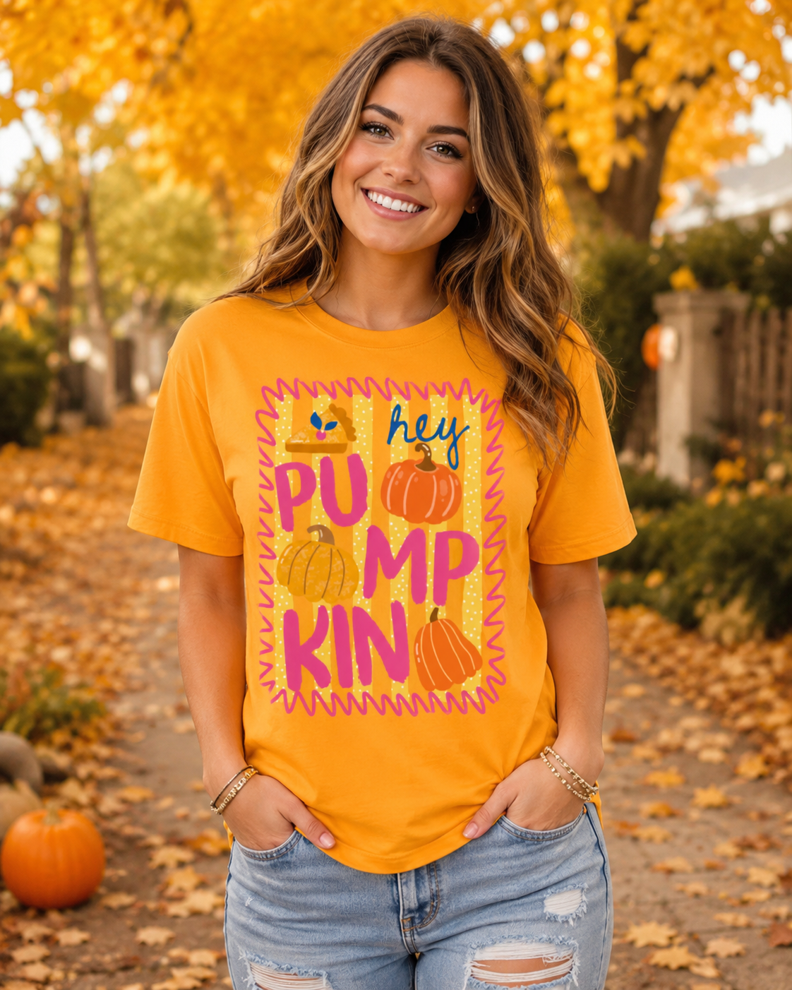 Hey Pumpkin Graphic Unisex Fall Design tshirt