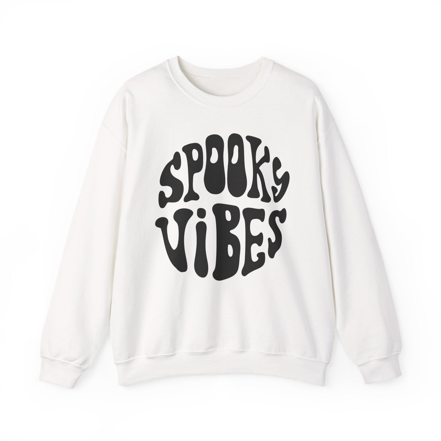 Spooky Vibes Crewneck Sweatshirt – Halloween Retro Groovy Graphic
