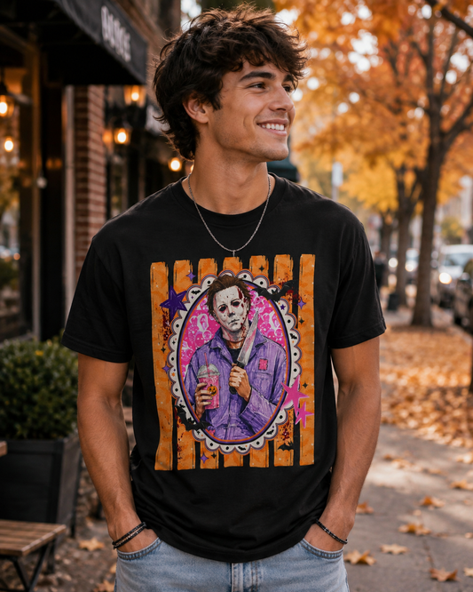 Michael Myers Retro Portrait Tee – Cute Creepy Halloween Horror Graphic Shirt