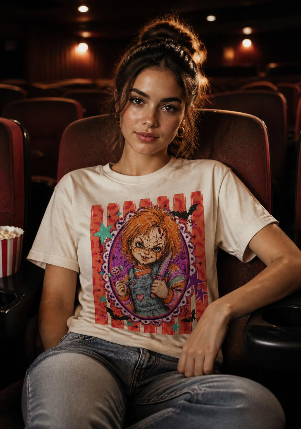 Horror Doll Graphic Tee — Cute Creepy Chucky-Inspired Design