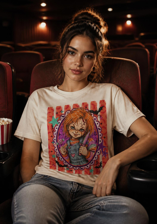 Chucky Doll Graphic Tee — Cute Creepy Chucky-Inspired Design