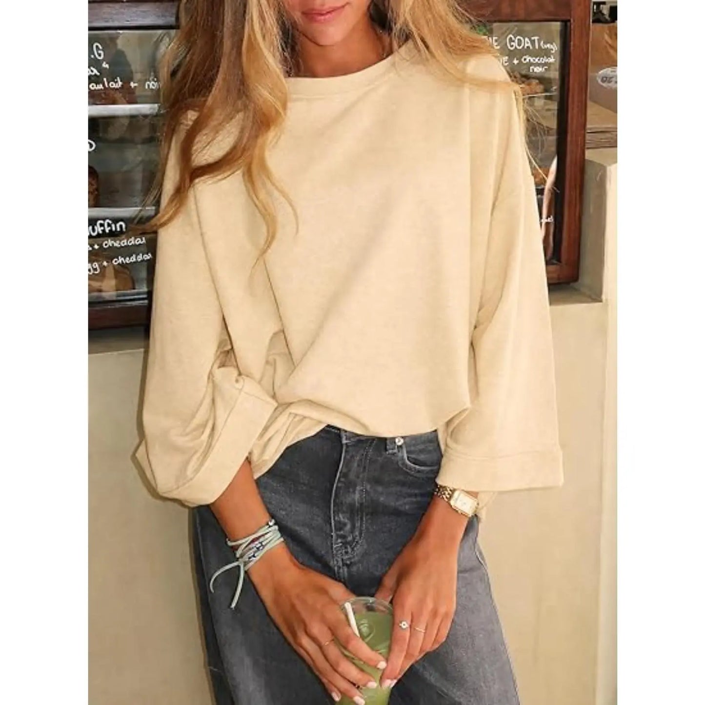 Elevate Your Casual Style with the Flowyair Women's Oversized 3/4 Sleeve T-Shirt – Perfect for Summer Relaxation!