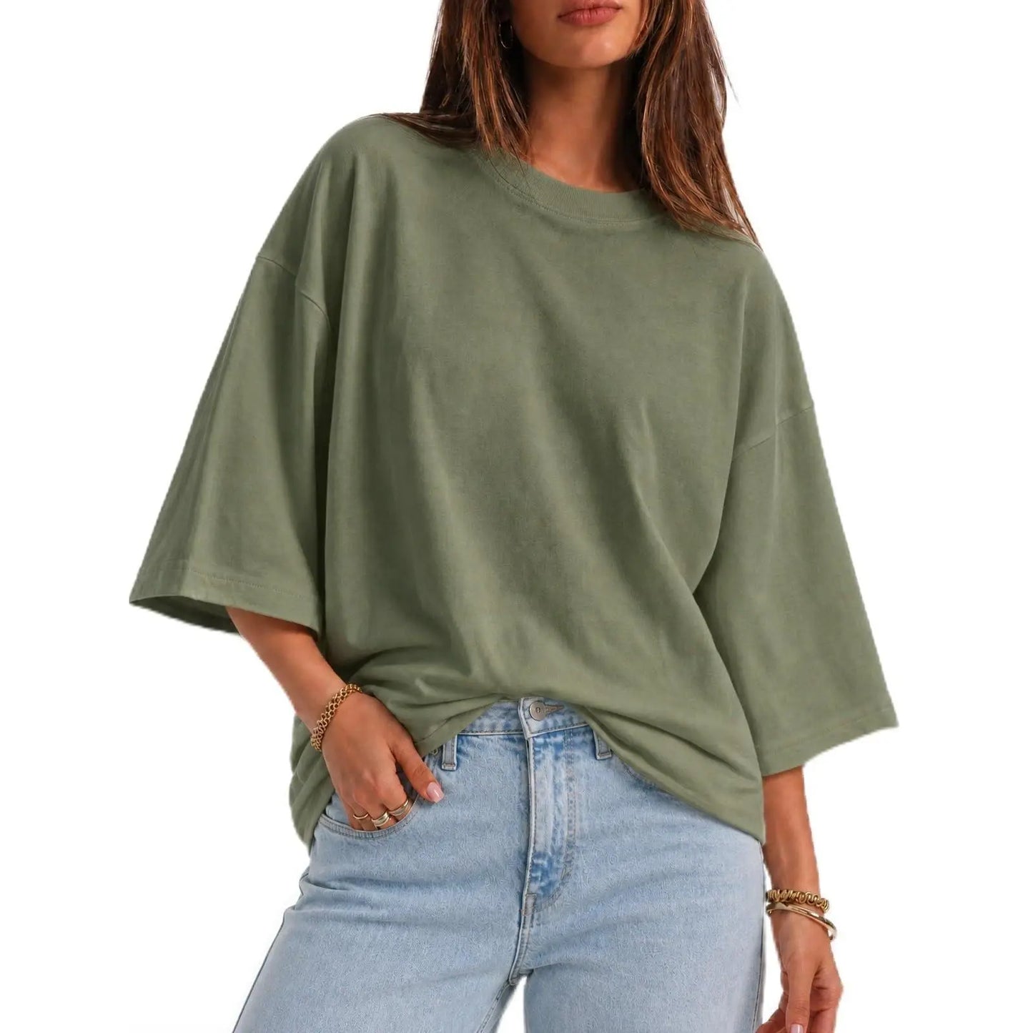 Elevate Your Casual Style with the Flowyair Women's Oversized 3/4 Sleeve T-Shirt – Perfect for Summer Relaxation!