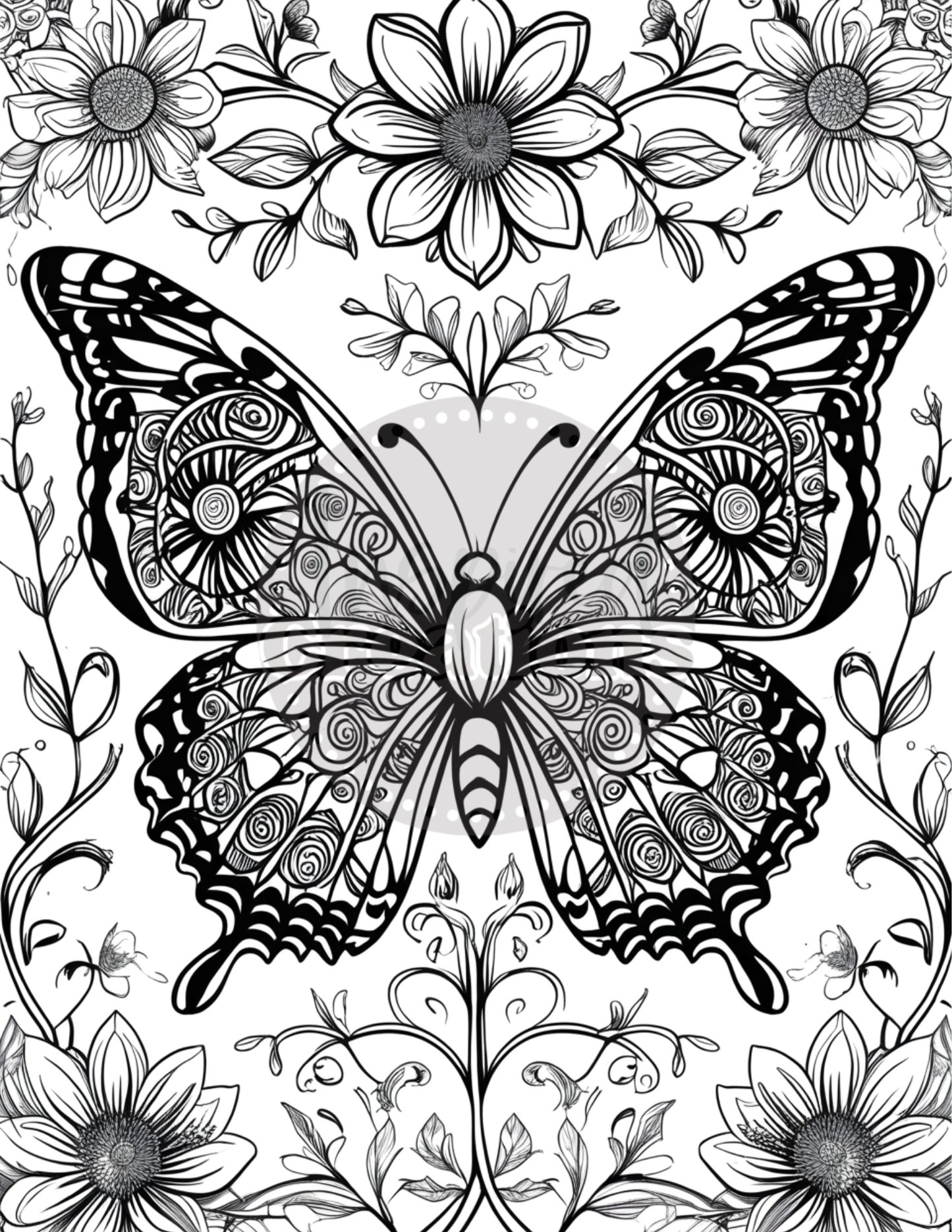 Butterflies Flowers Coloring Book || Digital Download