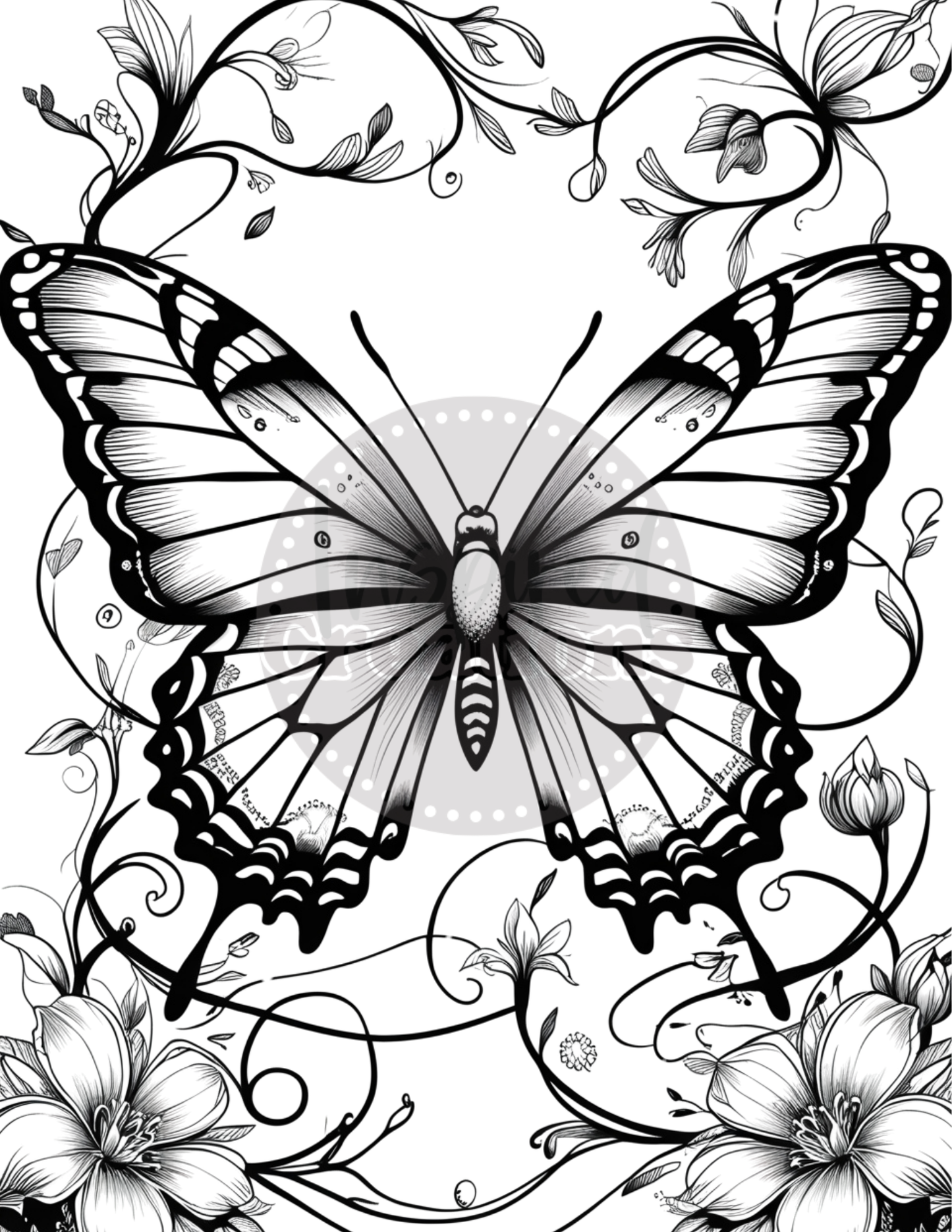 Butterflies Flowers Coloring Book || Digital Download