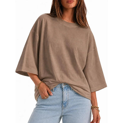 Elevate Your Casual Style with the Flowyair Women's Oversized 3/4 Sleeve T-Shirt – Perfect for Summer Relaxation!