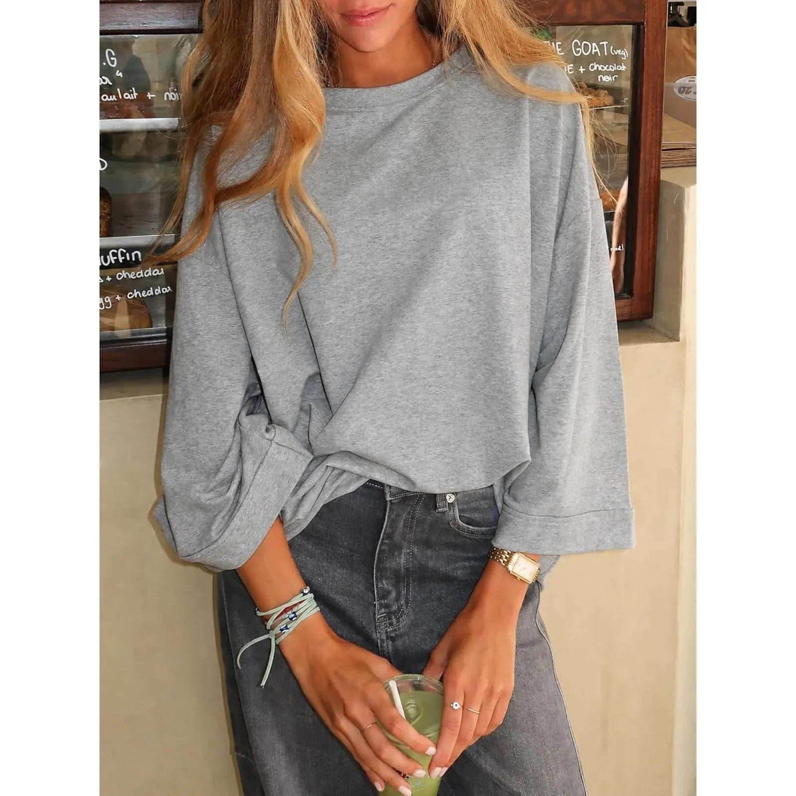 Elevate Your Casual Style with the Flowyair Women's Oversized 3/4 Sleeve T-Shirt – Perfect for Summer Relaxation!