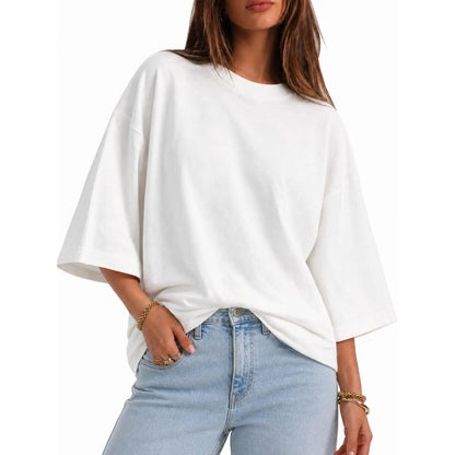 Elevate Your Casual Style with the Flowyair Women's Oversized 3/4 Sleeve T-Shirt – Perfect for Summer Relaxation!