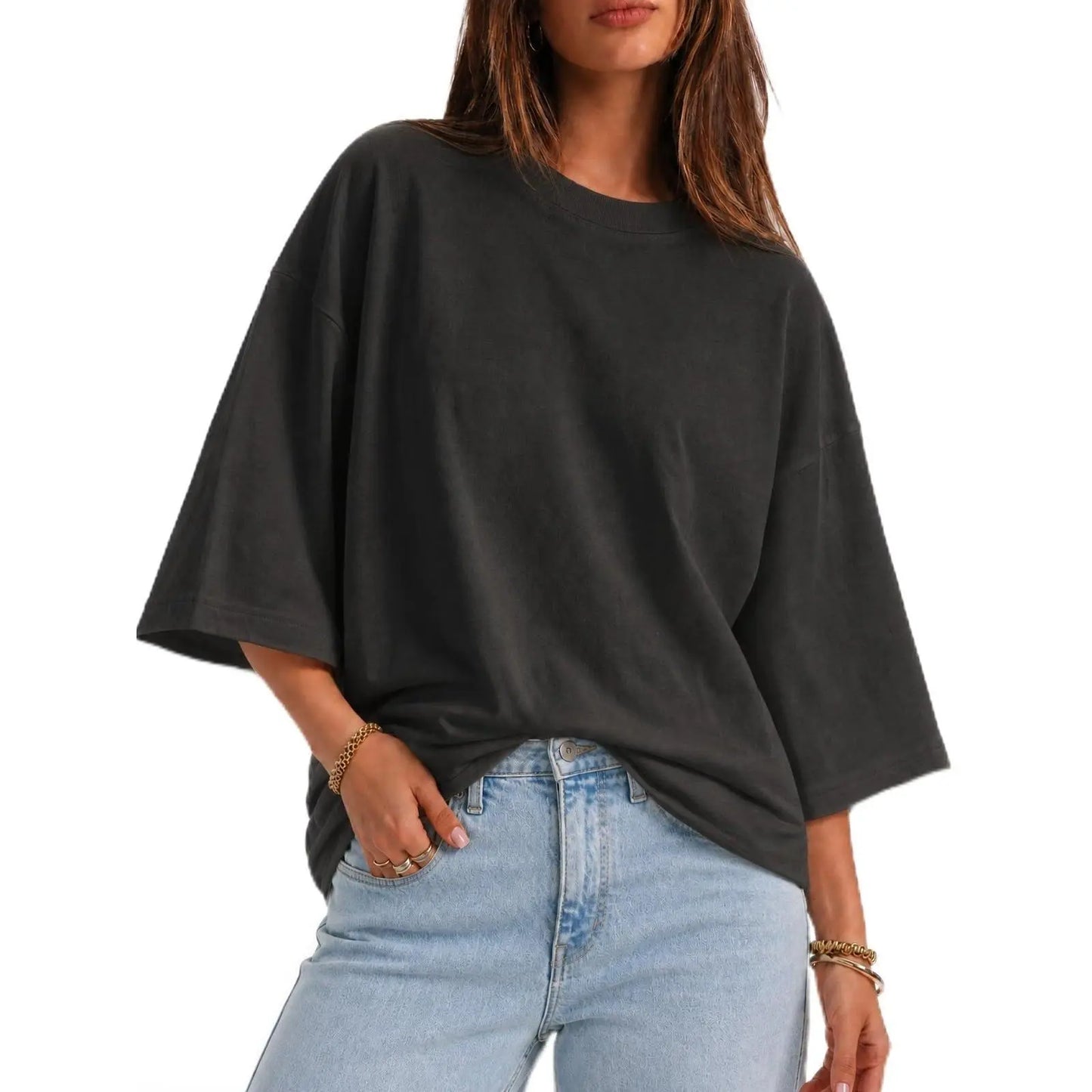 Elevate Your Casual Style with the Flowyair Women's Oversized 3/4 Sleeve T-Shirt – Perfect for Summer Relaxation!