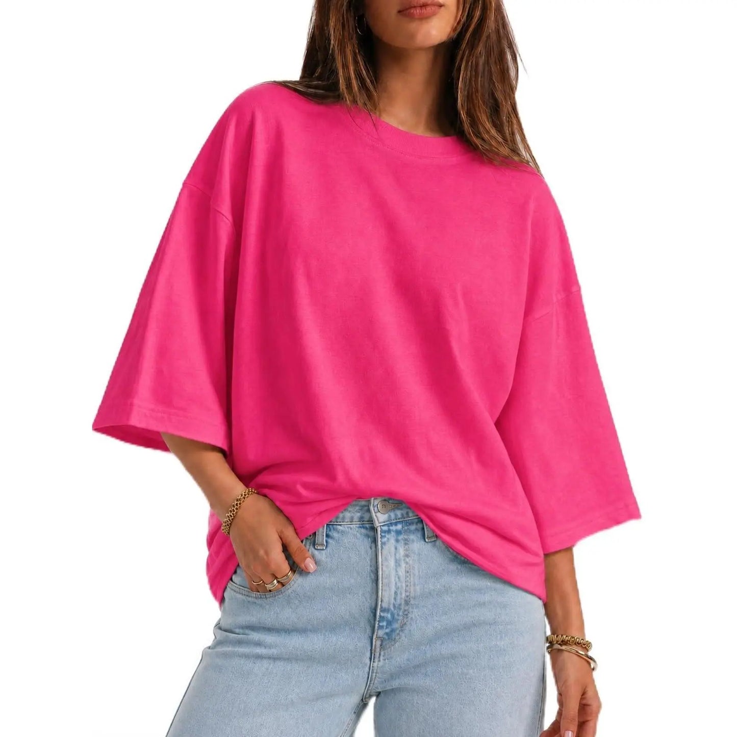 Elevate Your Casual Style with the Flowyair Women's Oversized 3/4 Sleeve T-Shirt – Perfect for Summer Relaxation!